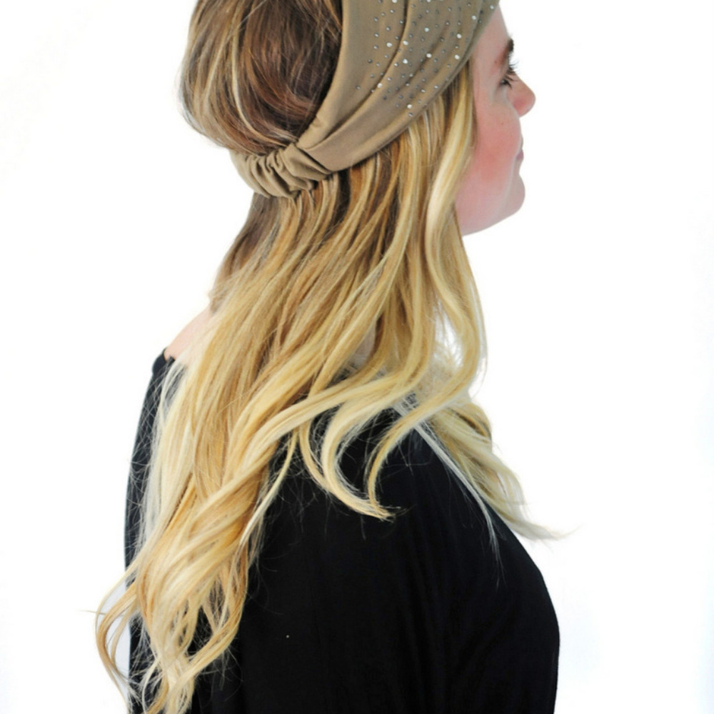 3 Cocoa Mocha Grey Rhinestone Gym Headwraps - Picture 4 of 8